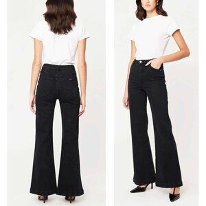 ROLLA'S Womens Eastcoast Flare - Black Stretch Corduroy High Rise Pants 31"